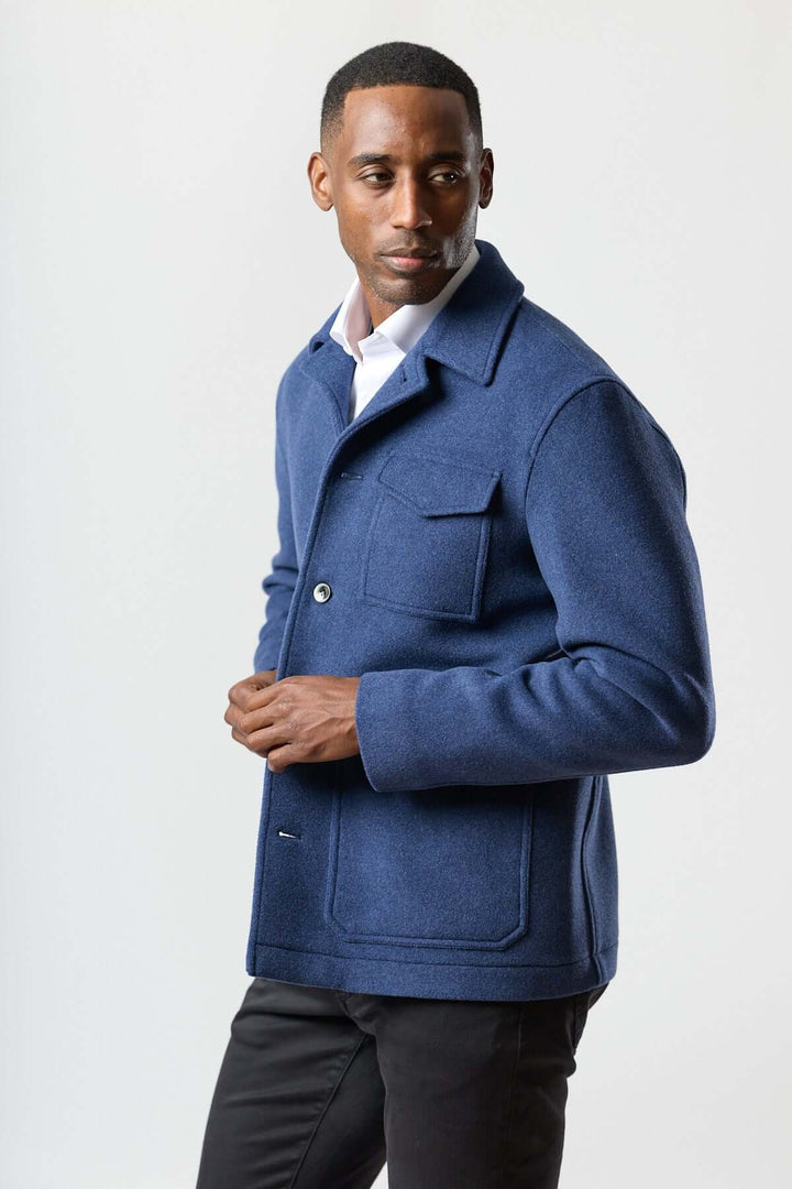 Wool jacket with patch pockets