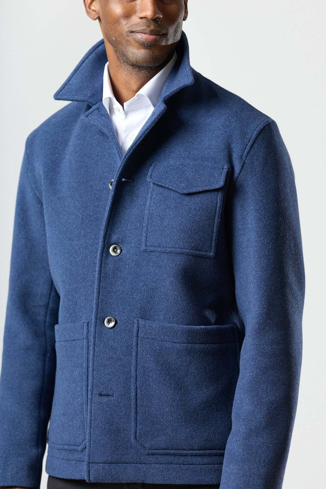 Wool jacket with patch pockets