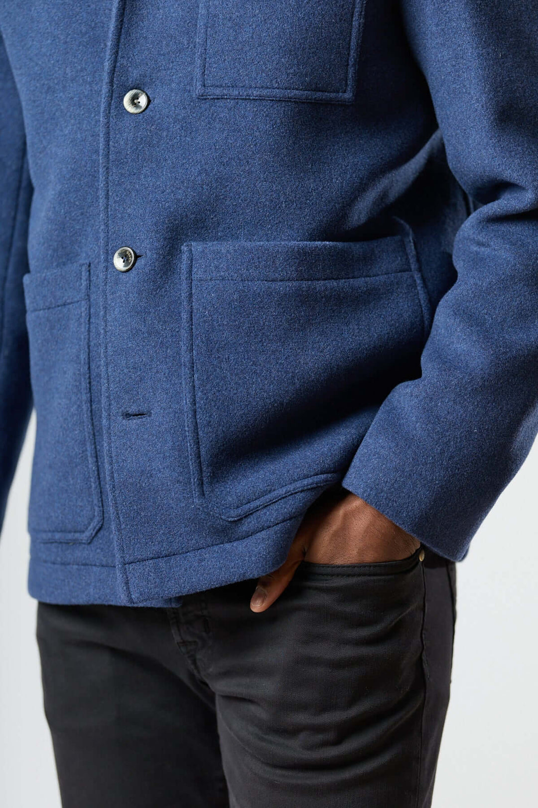 Wool jacket with patch pockets