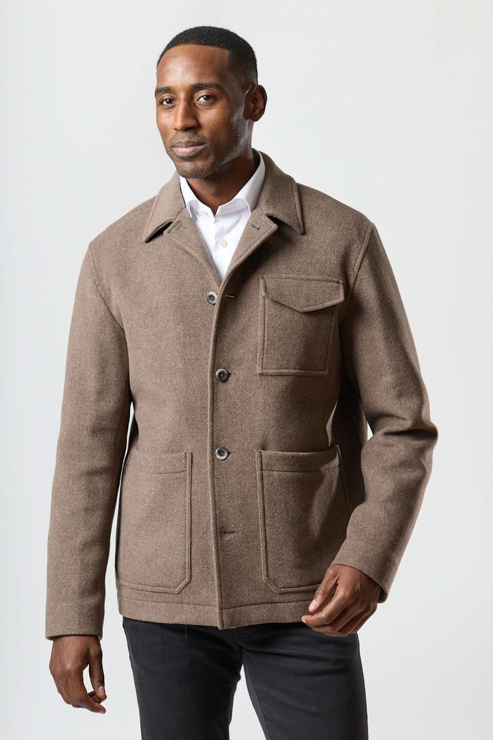 Wool jacket with patch pockets