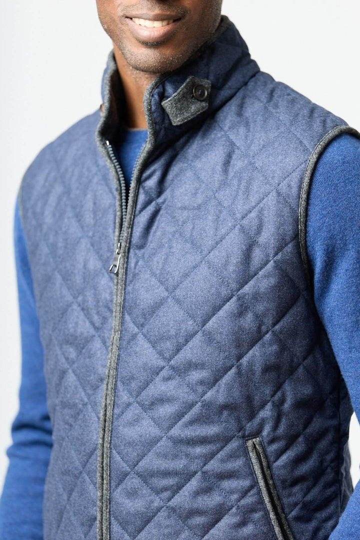 Veste sans manches matelassée en laine Vitale Barberis bleue sur homme