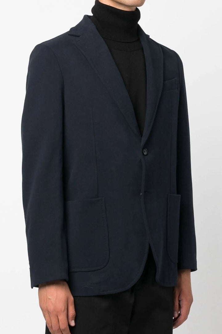 Veston extensible de coton doux avec col à revers et boutons en corne