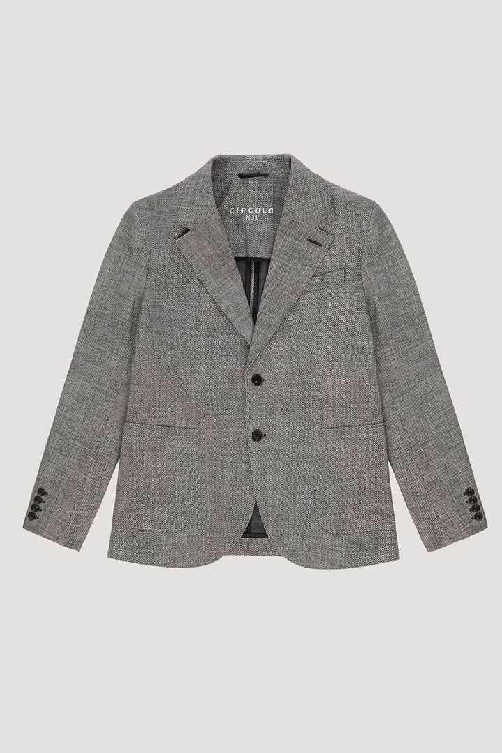 Veston texturé avec col à revers et boutons en corne, élégante veste en polaire pour tenues raffinées et confortables. Décris moi le produit en français.