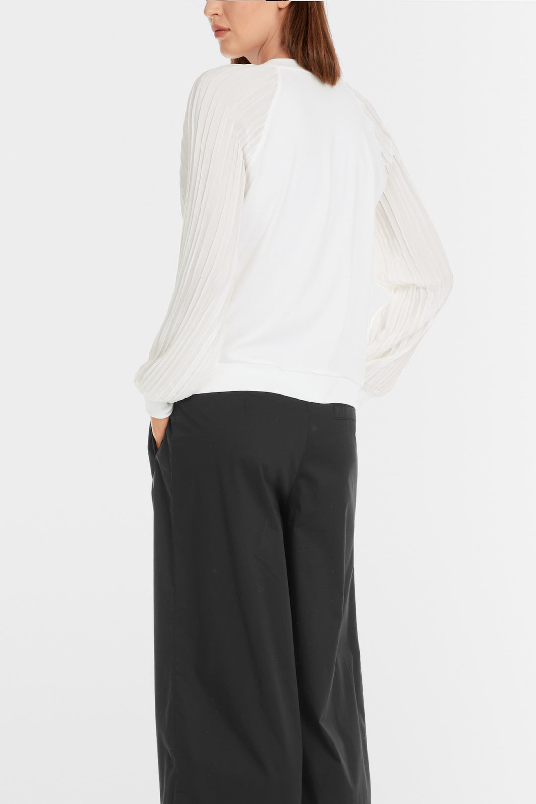 Plain blouse with pleated sleeves