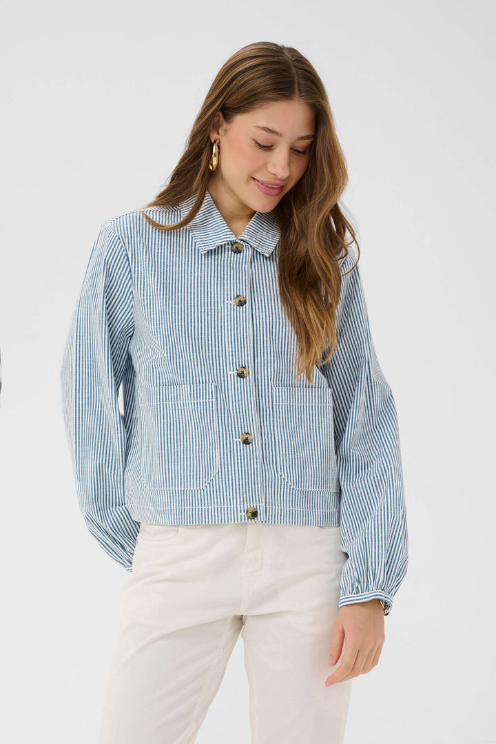 Veste légère rayée à boutons