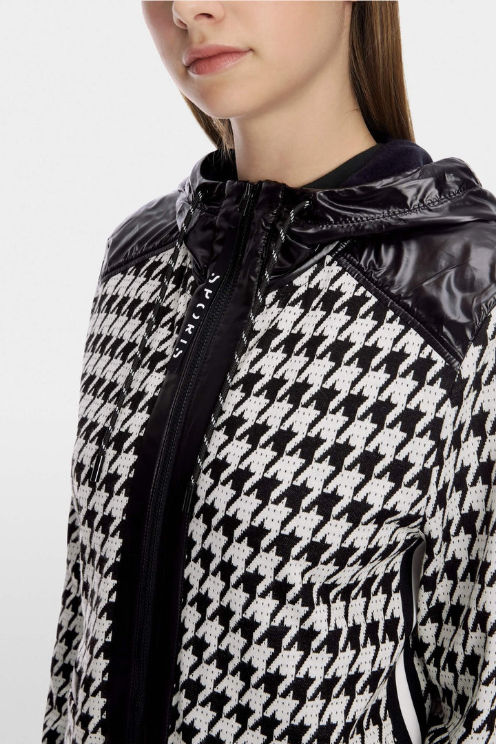 Houndstooth jacket with hood