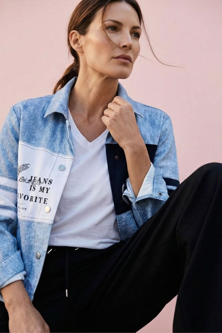 Denim jacket with contrasting panels