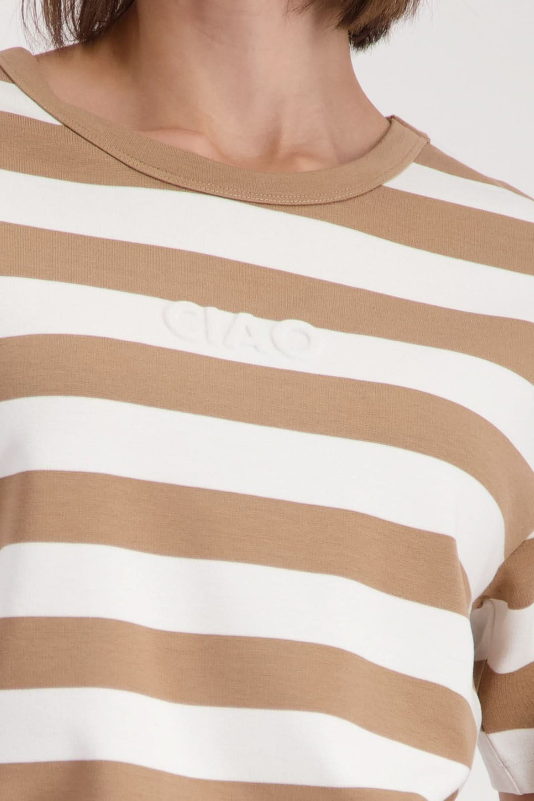 Striped T-shirt with embossed logo
