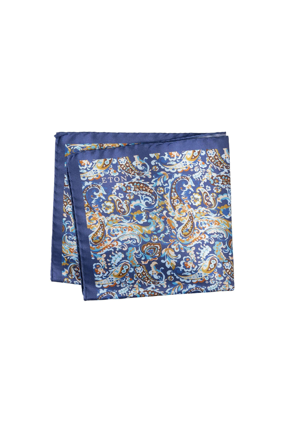 Foulard de poche en soie bleu avec motif cachemire, élégant et raffiné, idéal pour ajouter une touche distinctive à une veste.