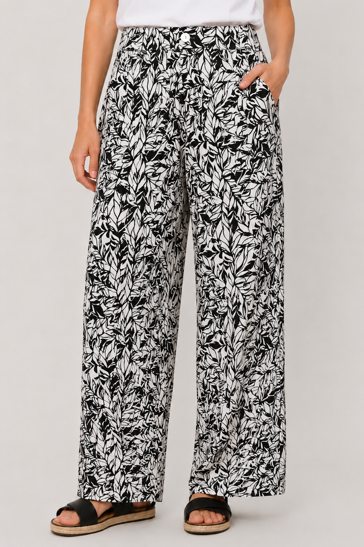 Pantalon Maine fluide à imprimé végétal