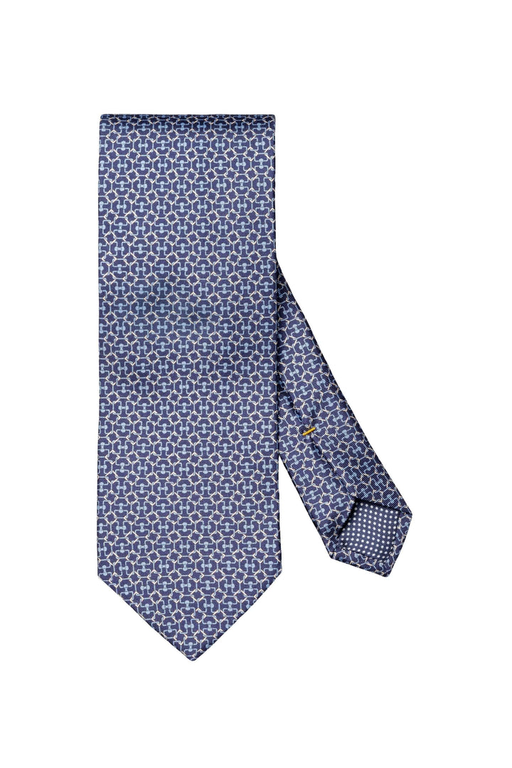 Cravate à motif géométrique bleu, ajoutant modernité et dynamisme à une tenue formelle.