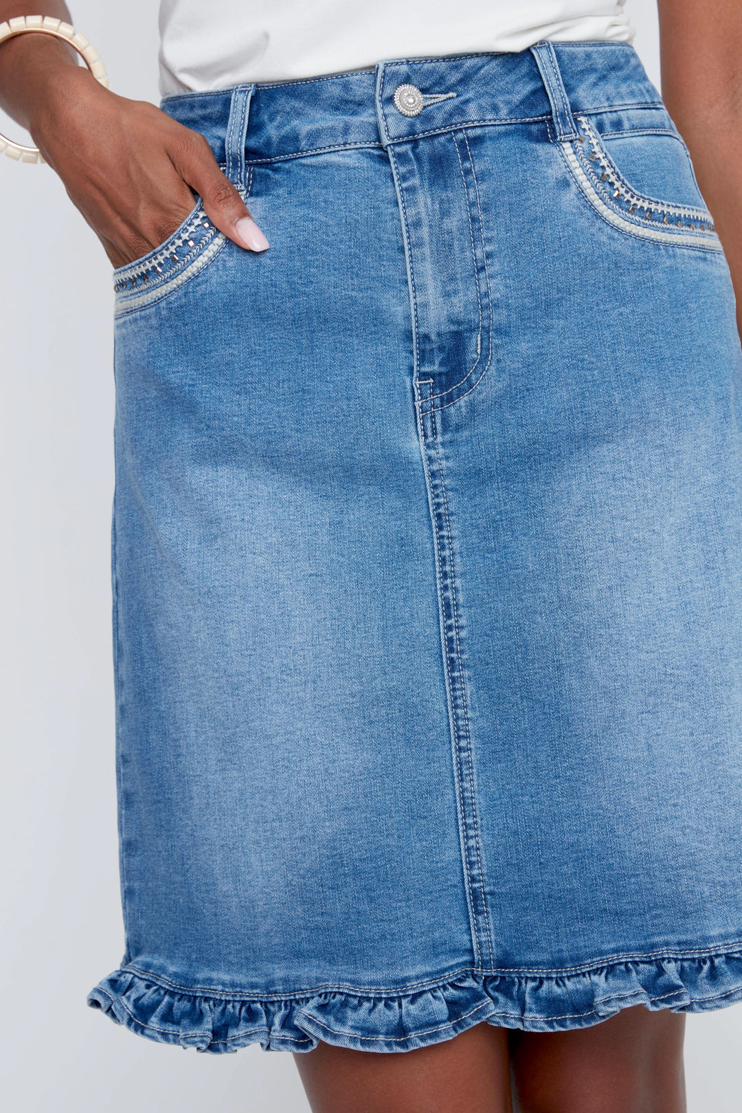 Denim ruffle skirt