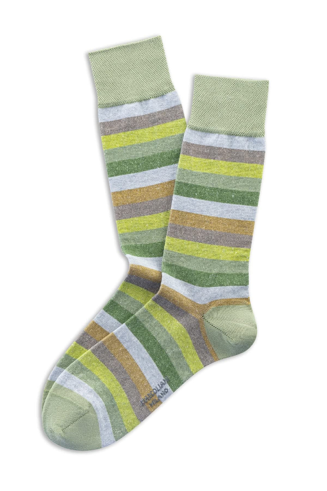 Vue de face bas rayés multicolores pour homme avec détails rayures vives Marcoliani - Valérie Simon