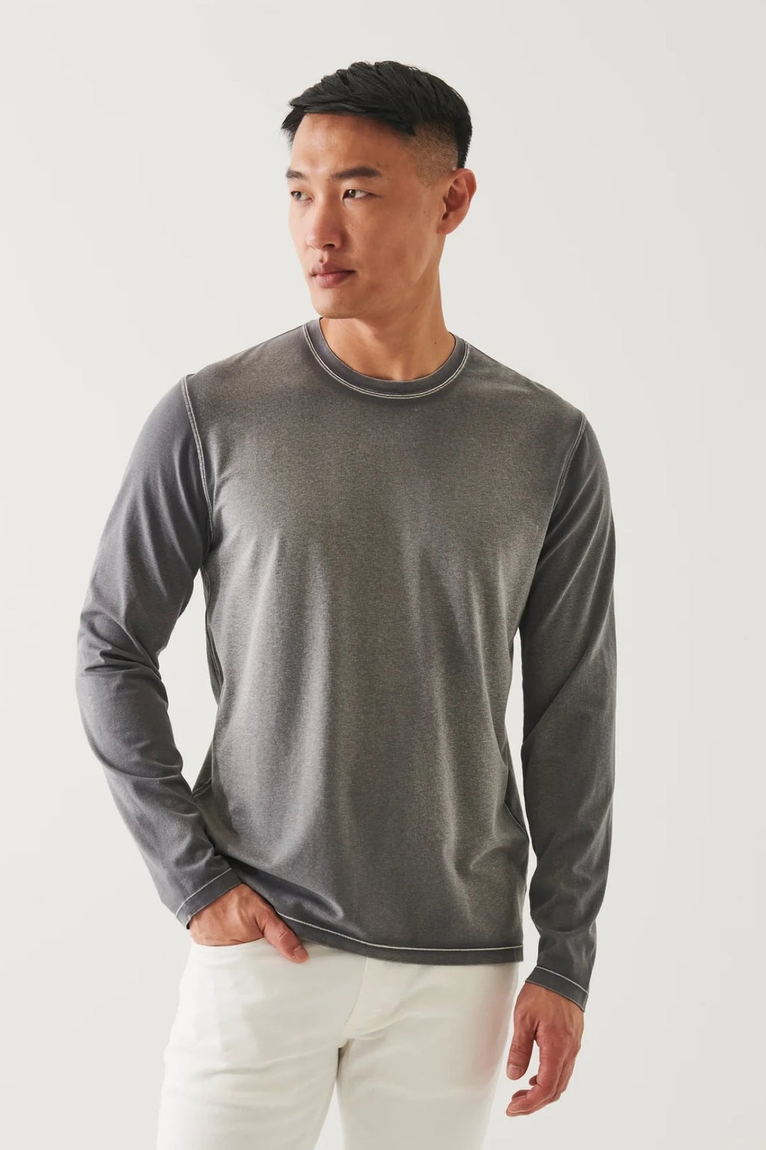 Long-sleeve pima cotton T-shirt