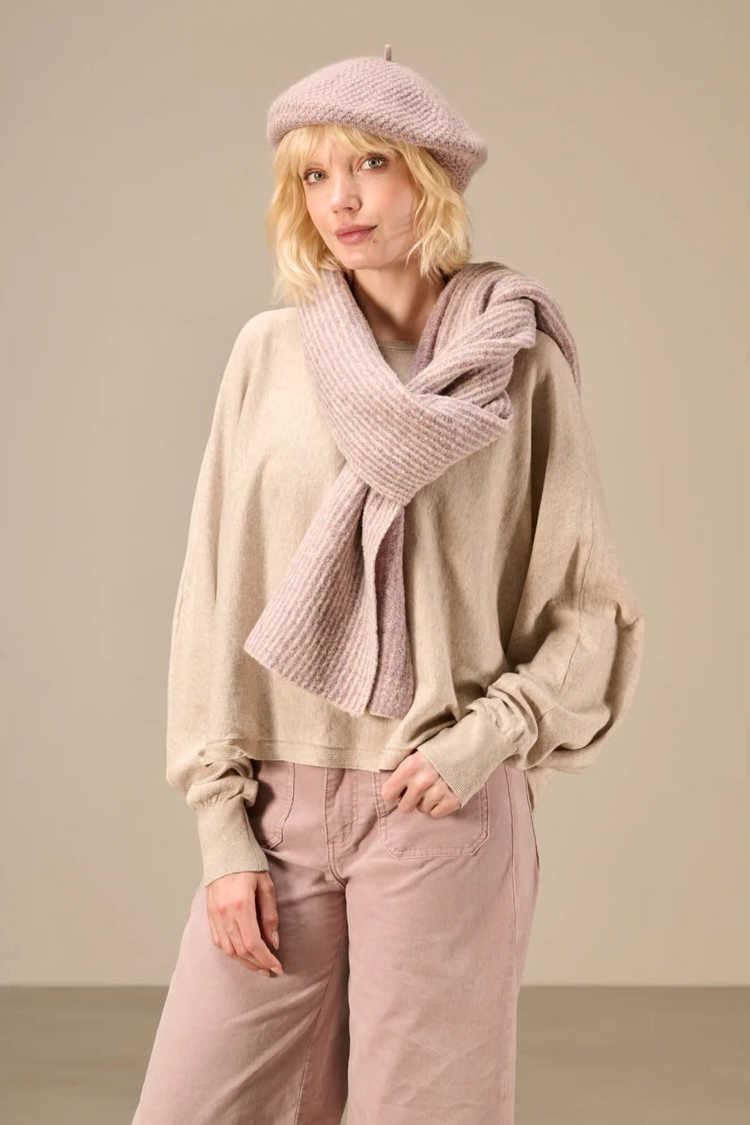 Béret en tricot doux et texturé pour femme Nile