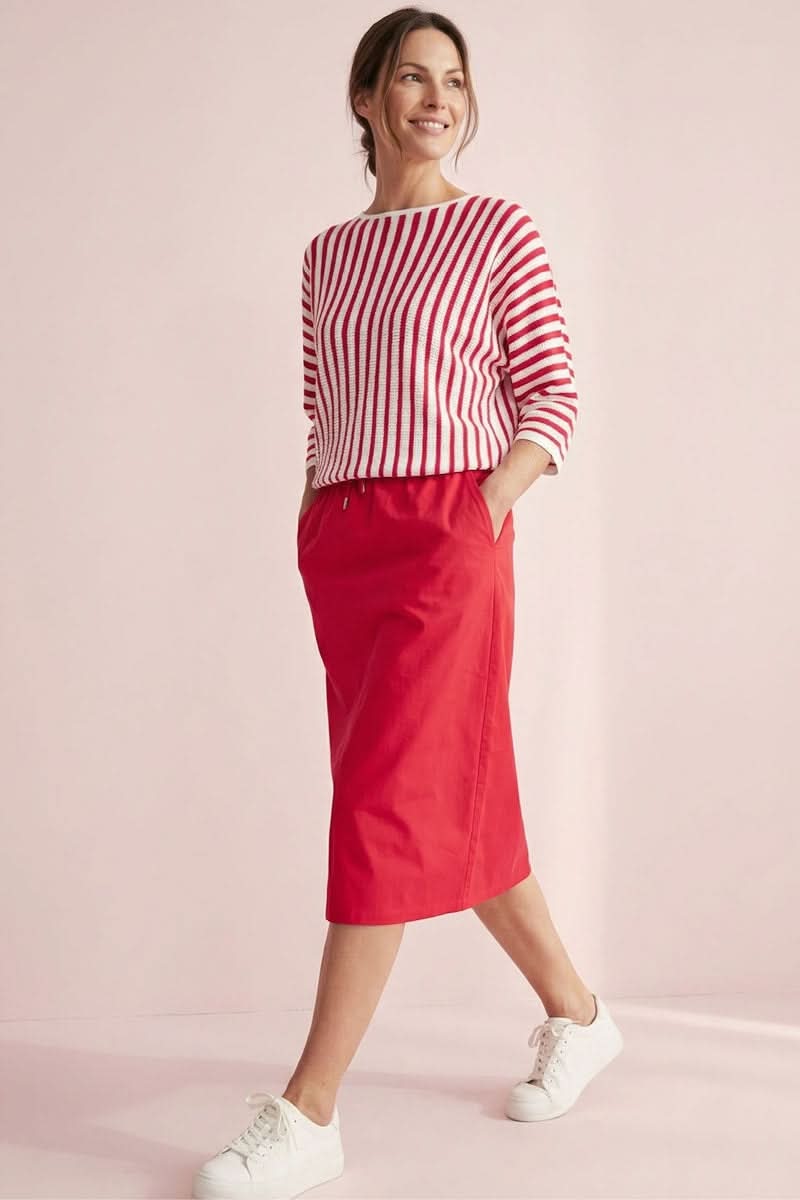 Striped sweater with three-quarter sleeves