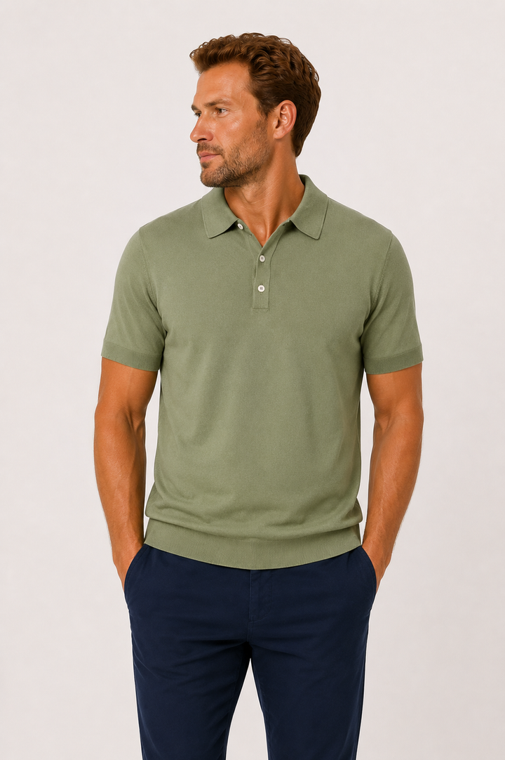 Ultra-soft knitted cotton polo shirt