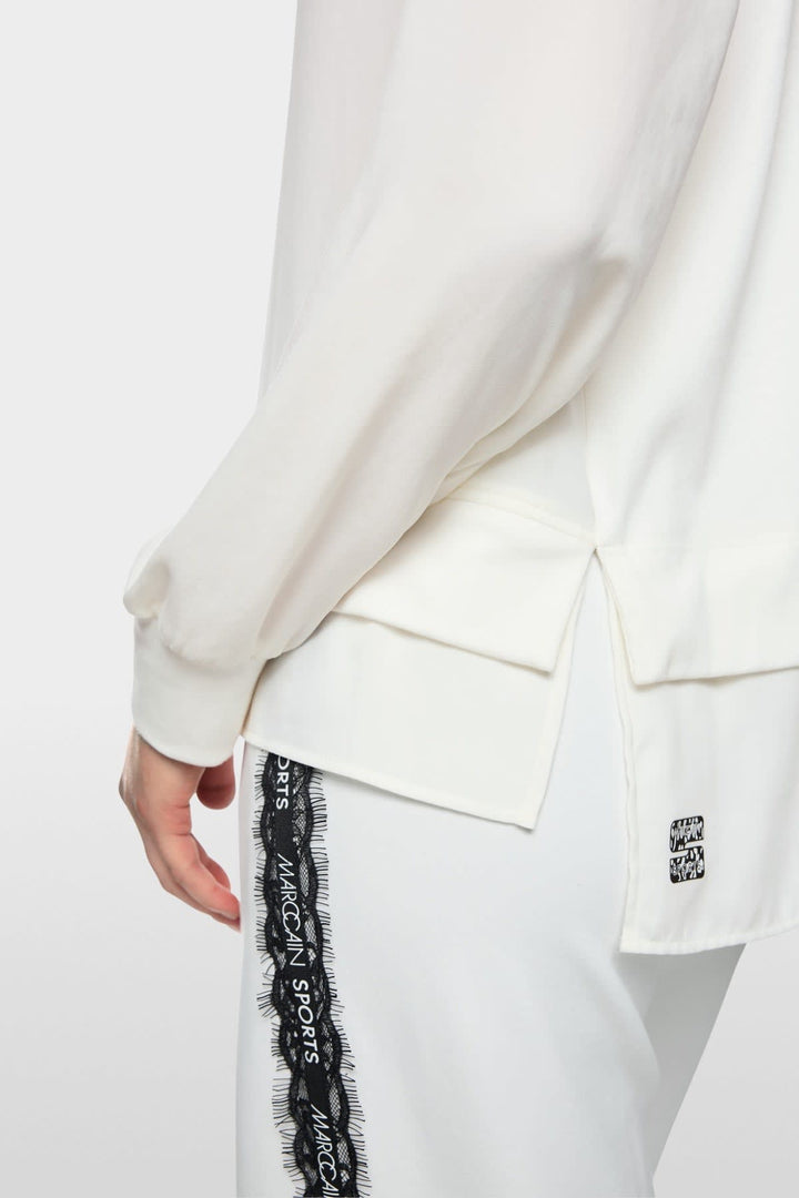 Blouse ample à col avec cordon de serrage vue de face pour femme Marc Cain