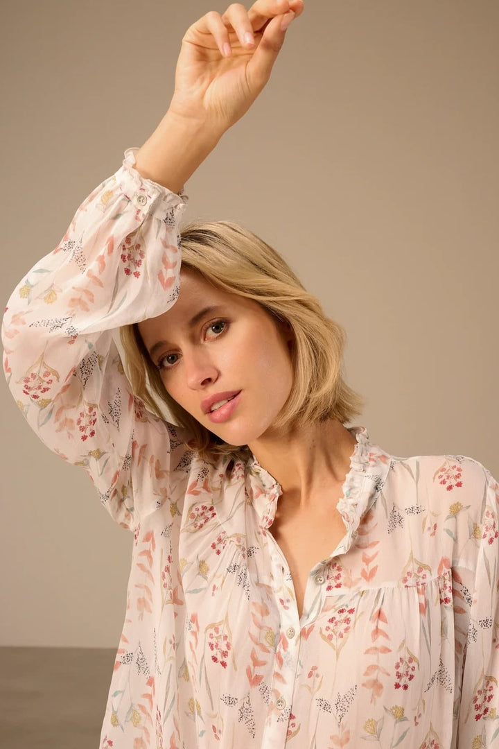 Blouse fleurie à col volanté pour femme Nile