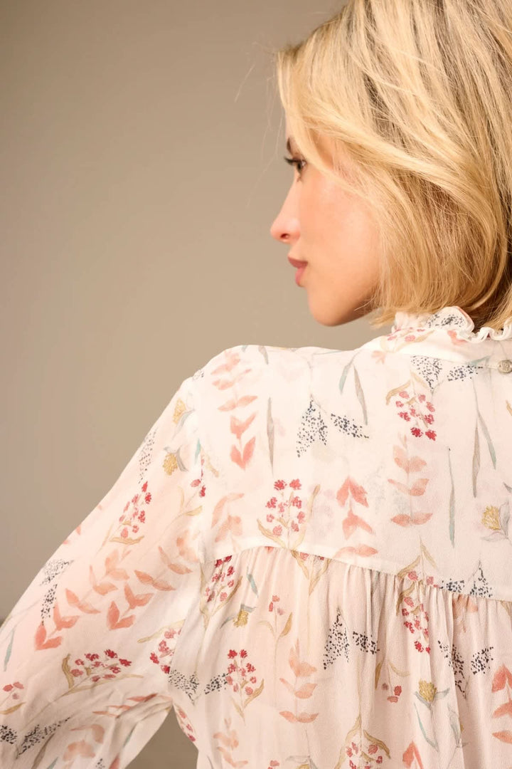 Blouse fleurie à col volanté pour femme Nile