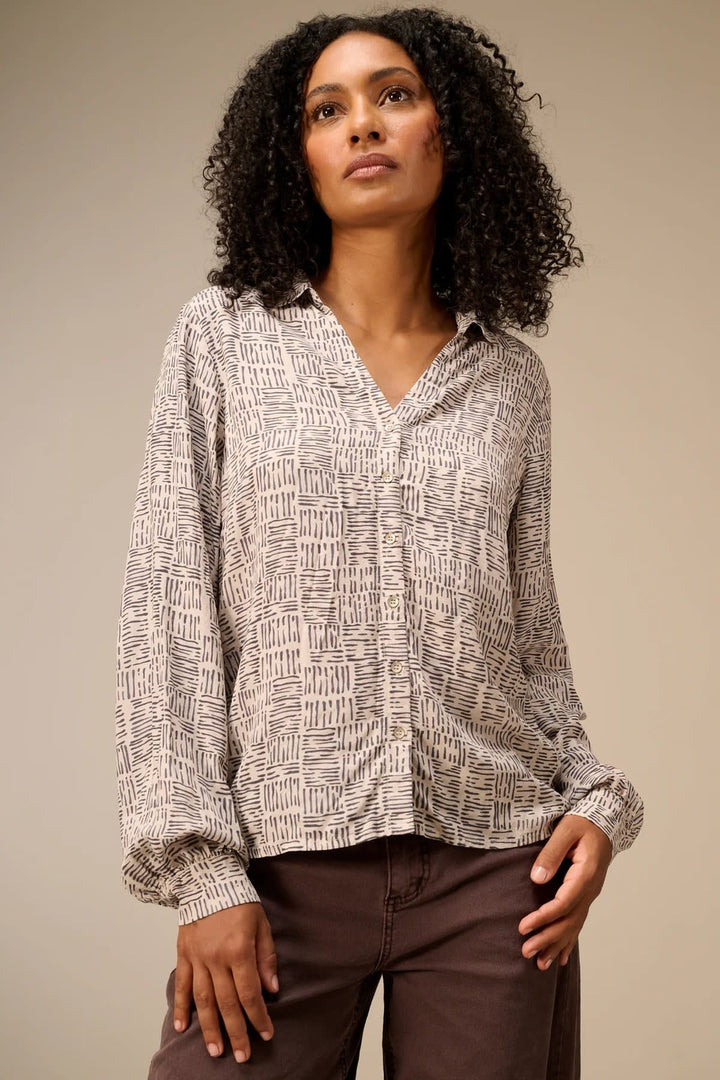 Blouse fluide imprimée à col chemise pour femme Nile