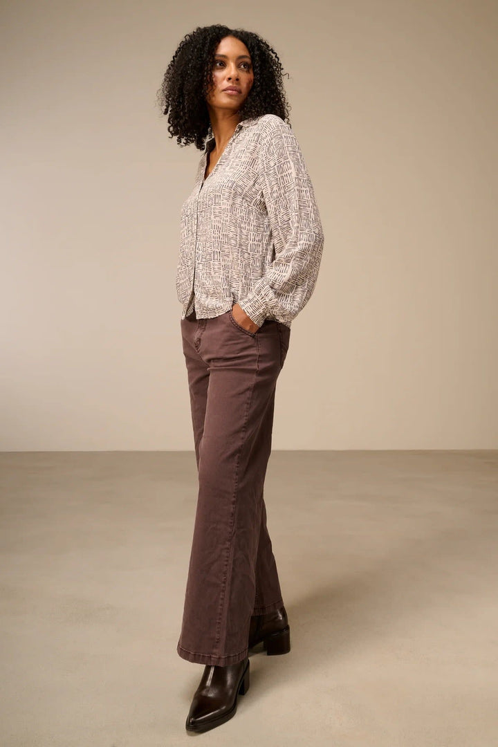 Blouse fluide imprimée à col chemise pour femme Nile