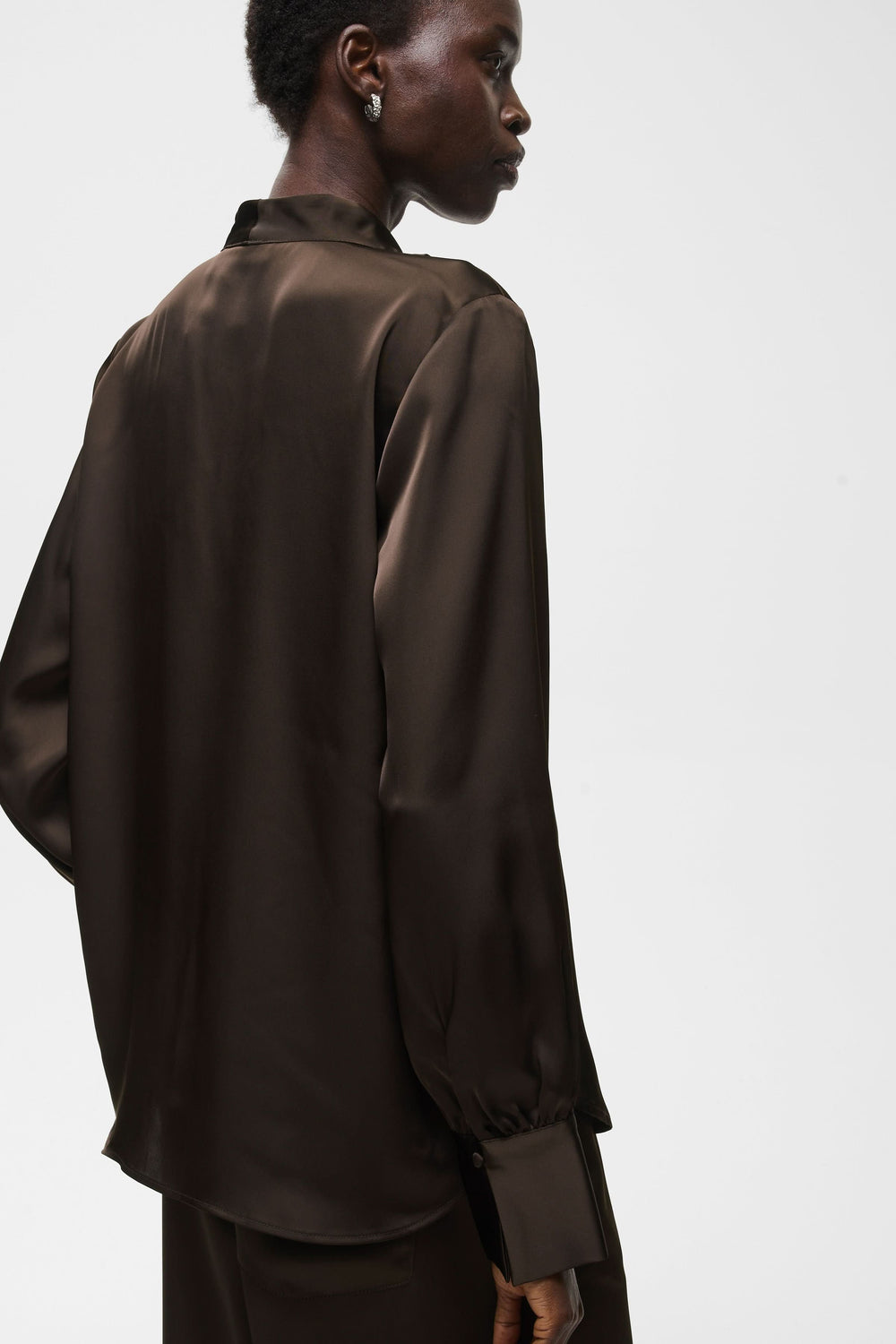 Front View of Women's Satin V-Neck Blouse Inwear