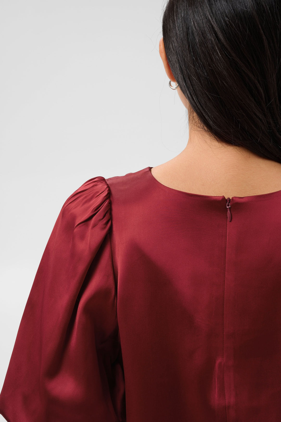 Dunja satin blouse with puff sleeves for women by Part Two