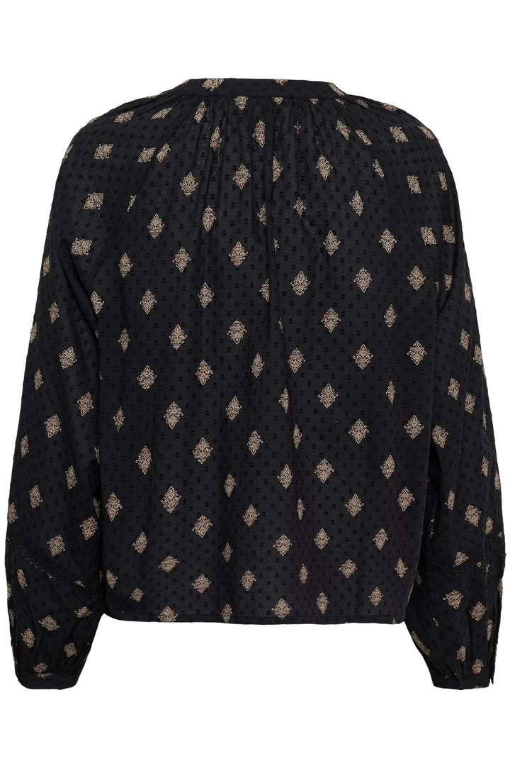 Vue de face blouse Wila imprimée à manches bouffantes Kaffe multicolore motifs floraux - Valérie Simon