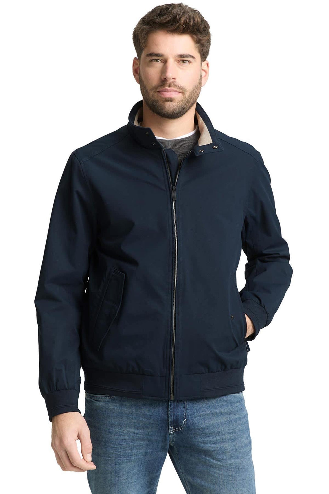 Vue arrière blouson zippé Tom Tailor pour homme beige avec col montant - Valérie Simon