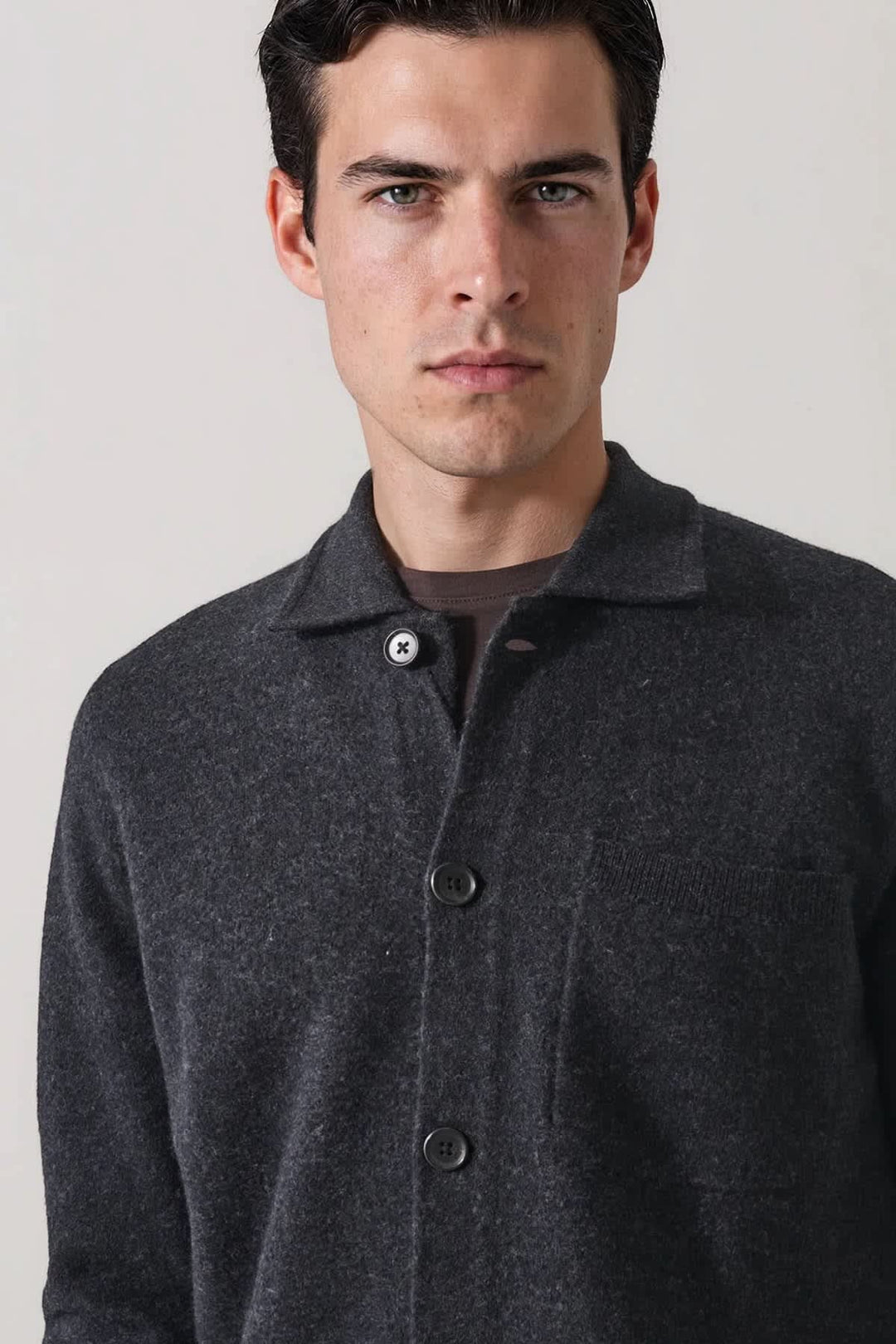 Cardigan en laine mérinos à col chemise pour homme Patrick Assaraf