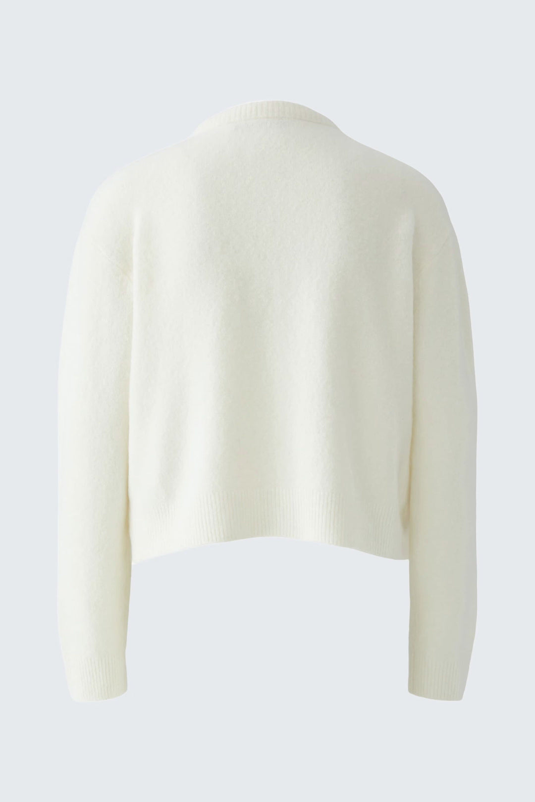 Vue de face cardigan en maille avec nœud Oui pour femme beige - Valérie Simon