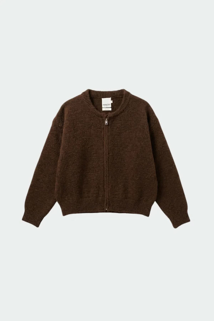 Cardigan en tricot doux à fermeture éclair vue de face pour femme Indi &amp; cold