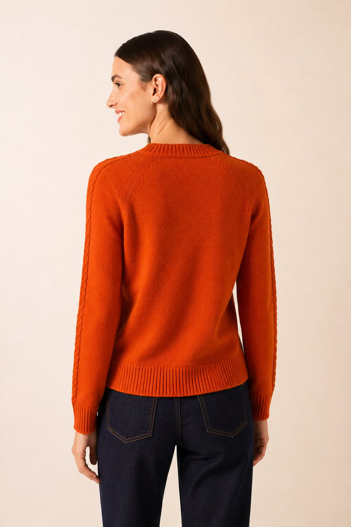 Cardigan Glassgow en maille texturée à col V vue de face pour femme Saint James