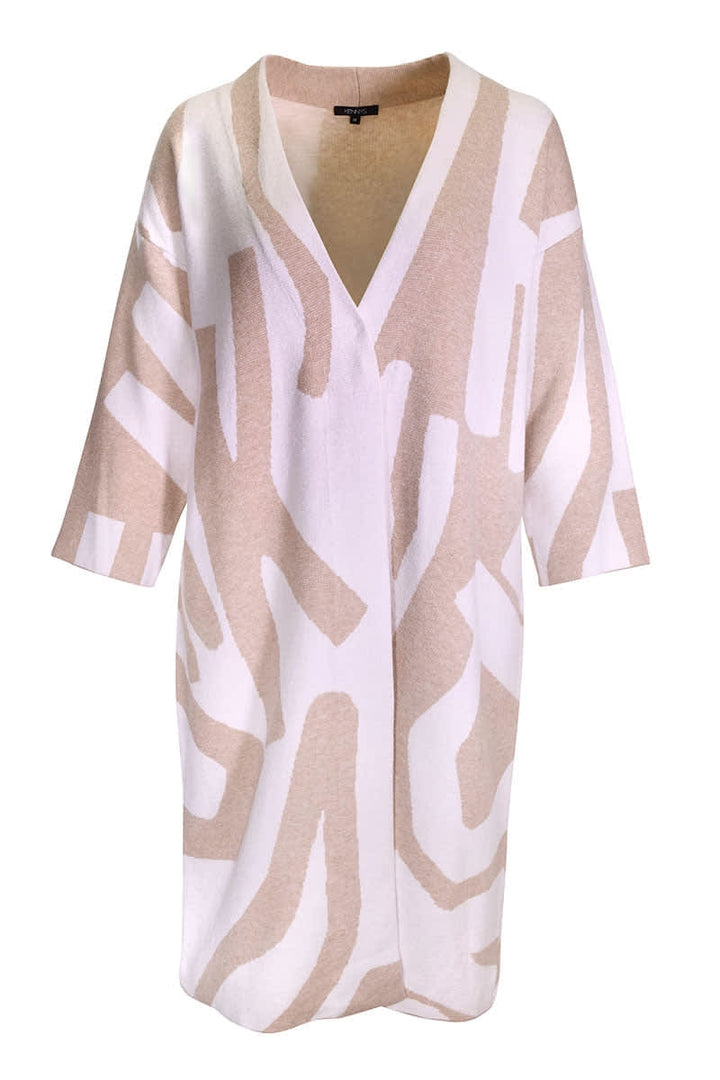 Cardigan long à motif abstrait vue de face pour femme kennys