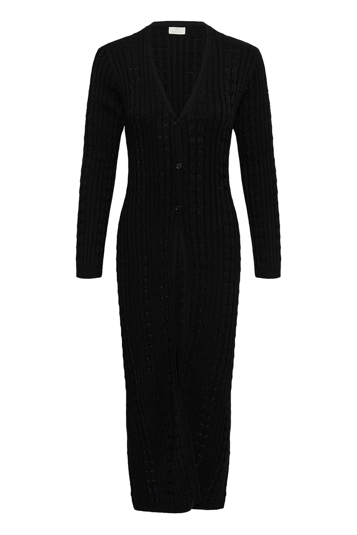 Vue de face cardigan en maille ajourée blanc Kaffe pour femme - Valérie Simon