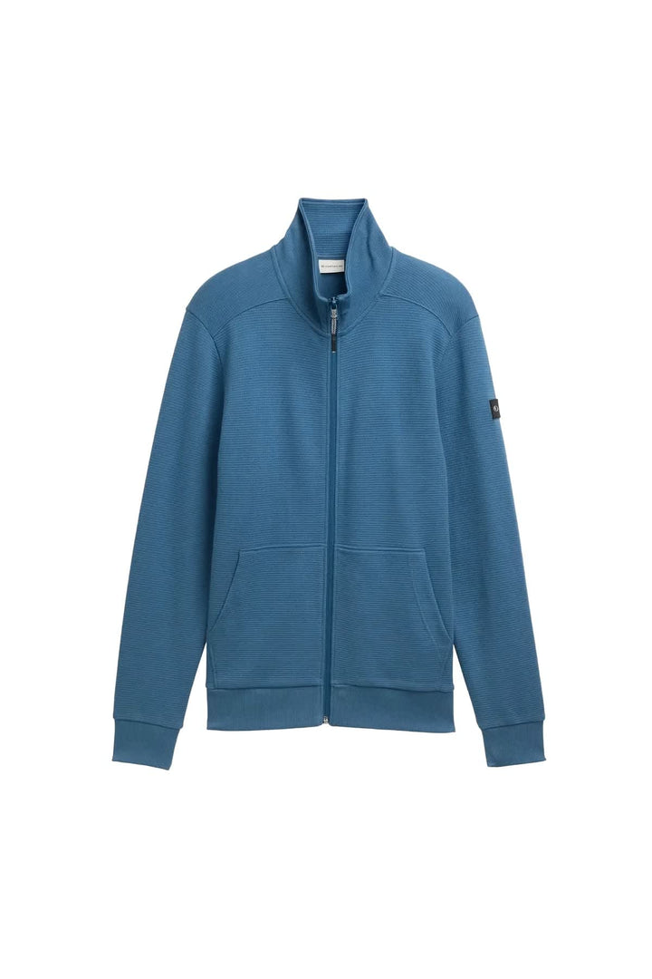 Front view of a textured blue Tom Tailor men&