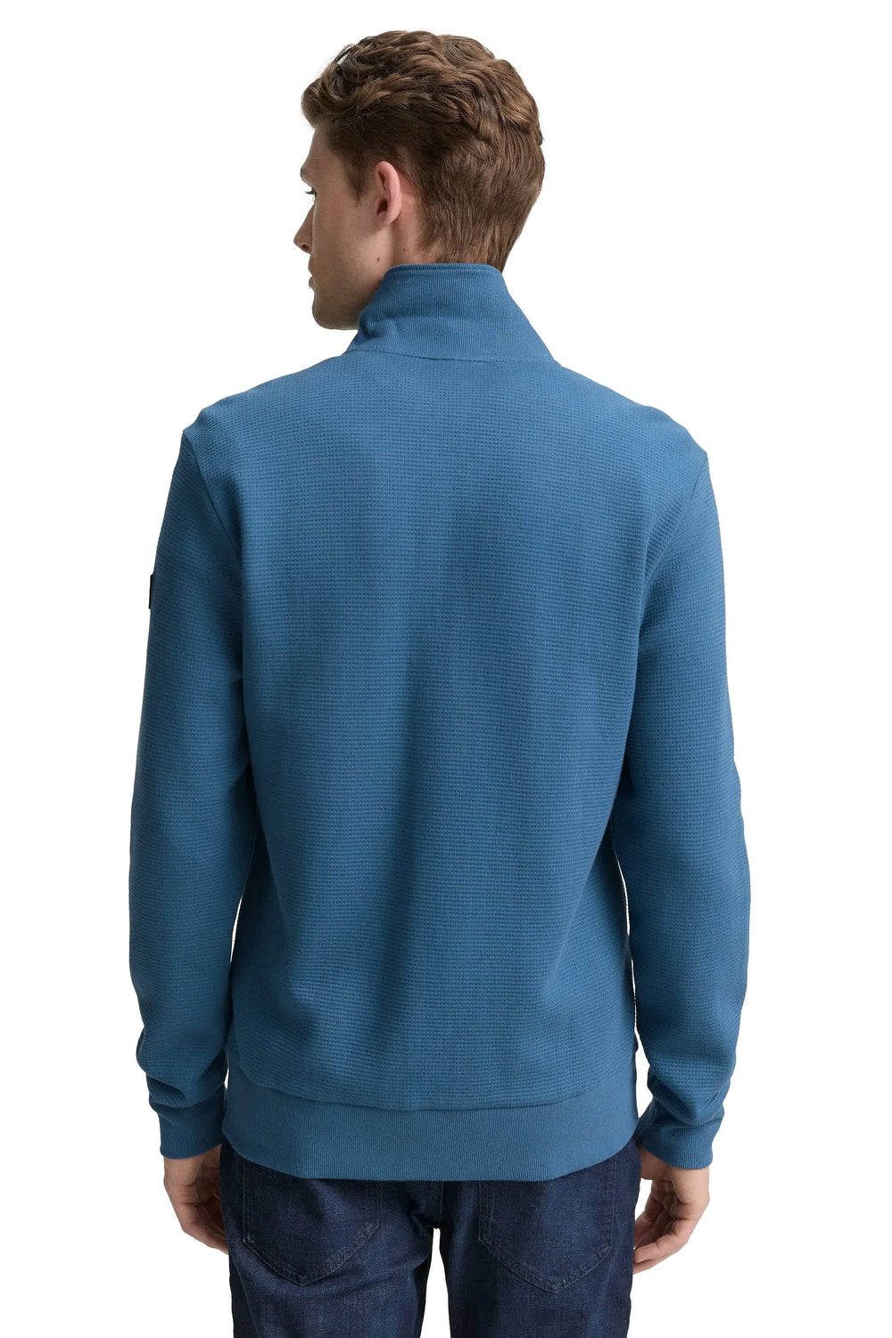 Front view of the Tom Tailor men's gray textured zip-up cardigan - Valérie Simon