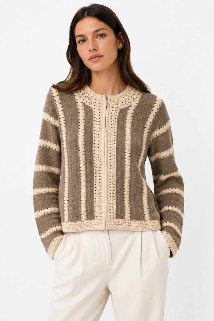 Cardigan zippé en maille ajourée pour femme Coco y Club