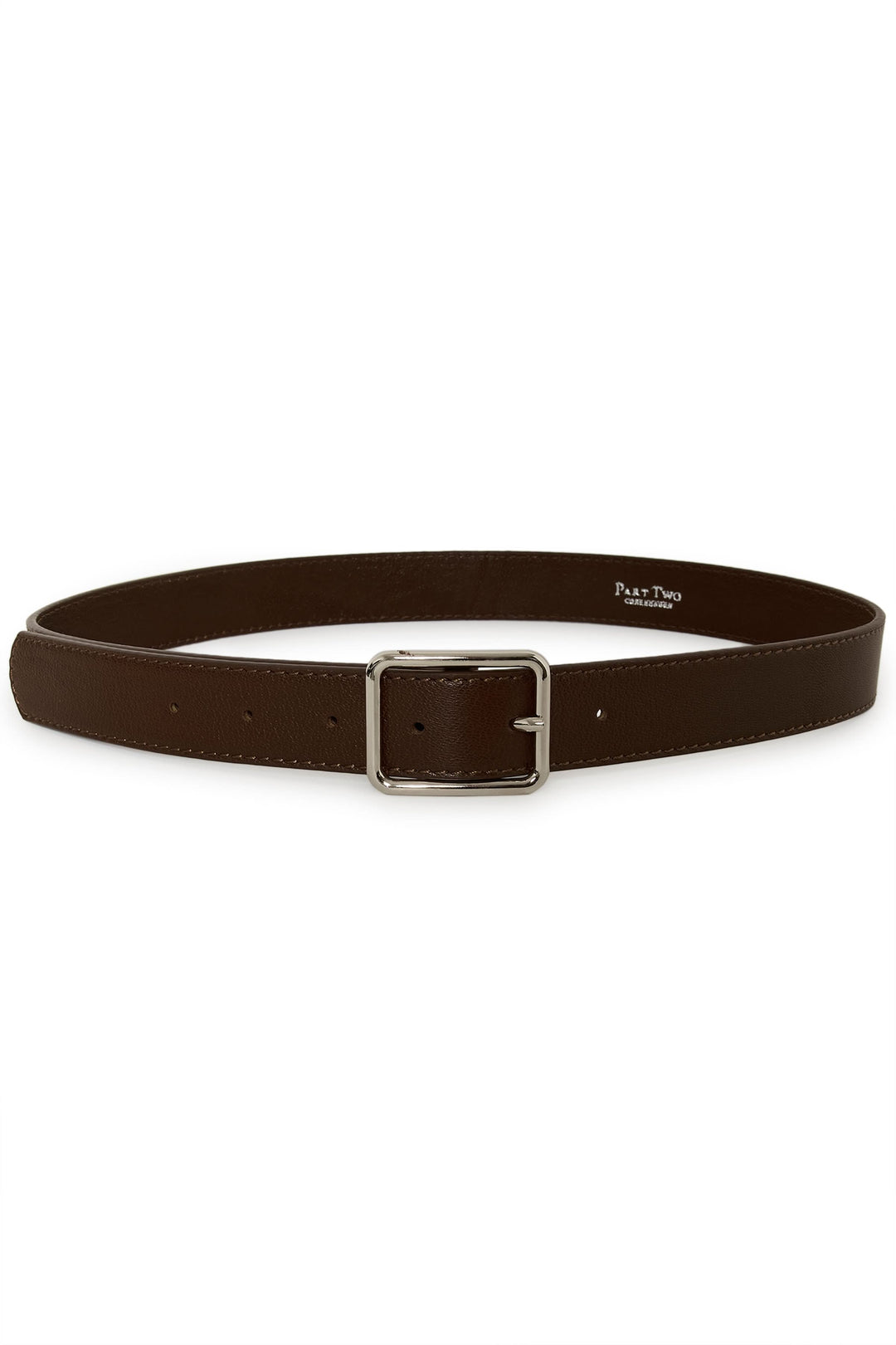 Ceinture Cicce fine noire à boucle rectangulaire vue de face pour femme Part Two
