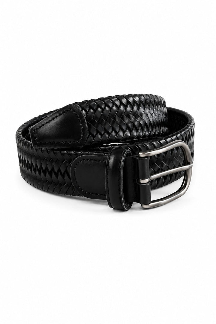Vue de côté ceinture tressée en cuir Anderson&