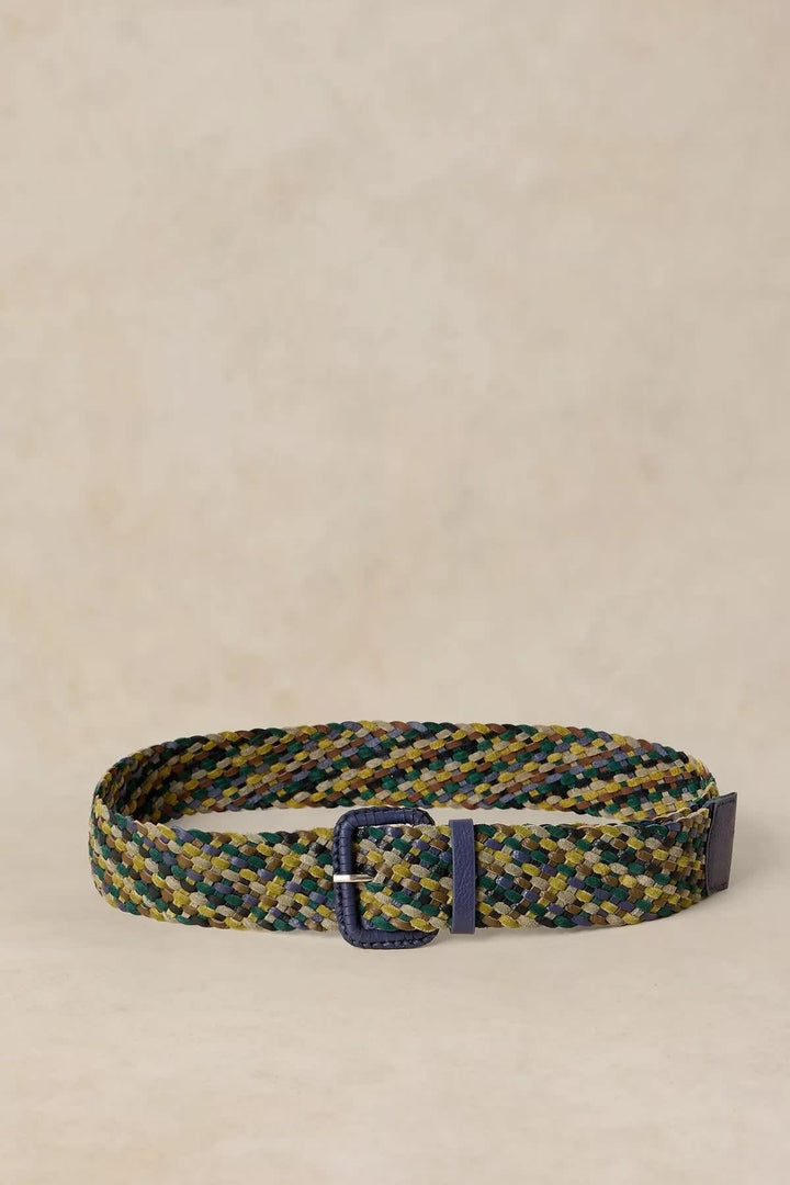 Multicoloured braided belt front view for women White Stuff