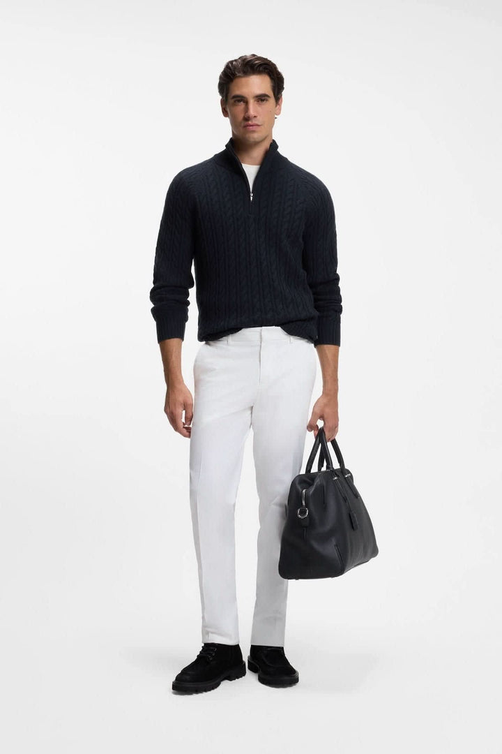 Chandail à demi-zip en tricot torsadé Hugo Boss