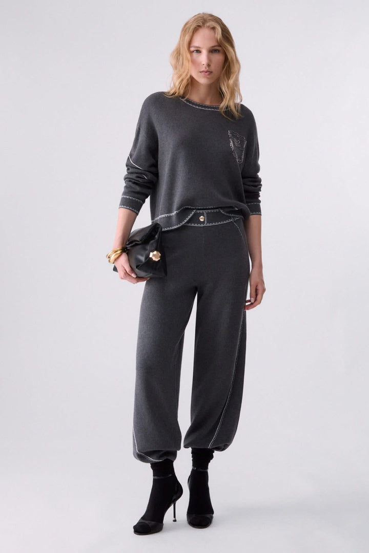 Chandail à surpiqûres contrastantes pour femme liujo