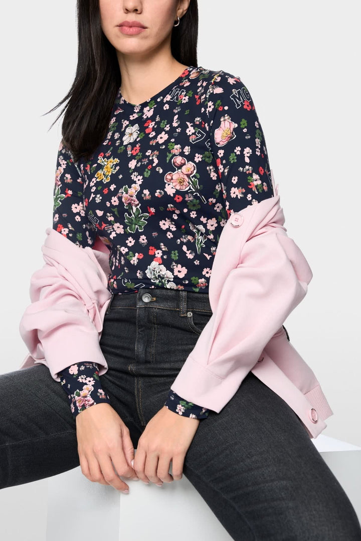 Chandail ajusté à manches longues à imprimé floral vue de face pour femme Marc Cain