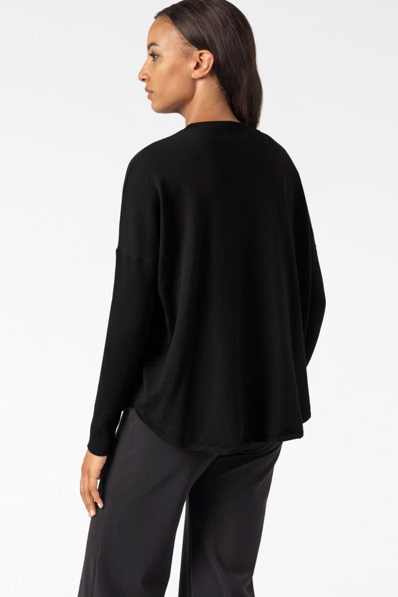 Women's sarah pacini relaxed-fit sweater with ribbed sleeves, front view