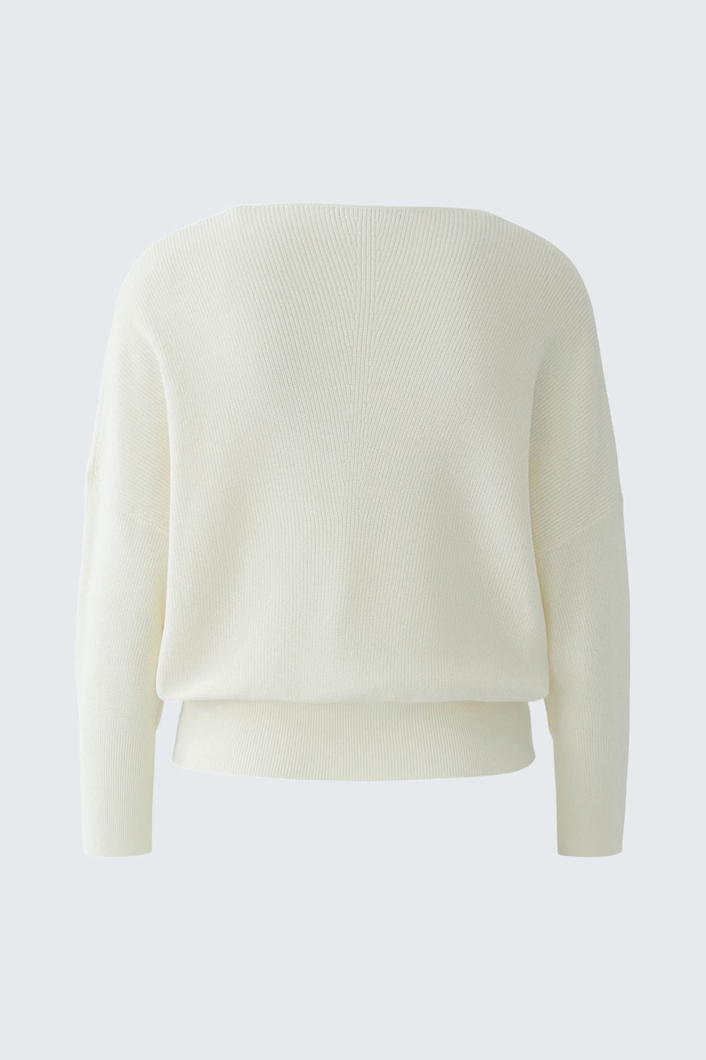 Vue portée chandail col V en maille douce Oui femme beige avec motif torsadé - Valérie Simon