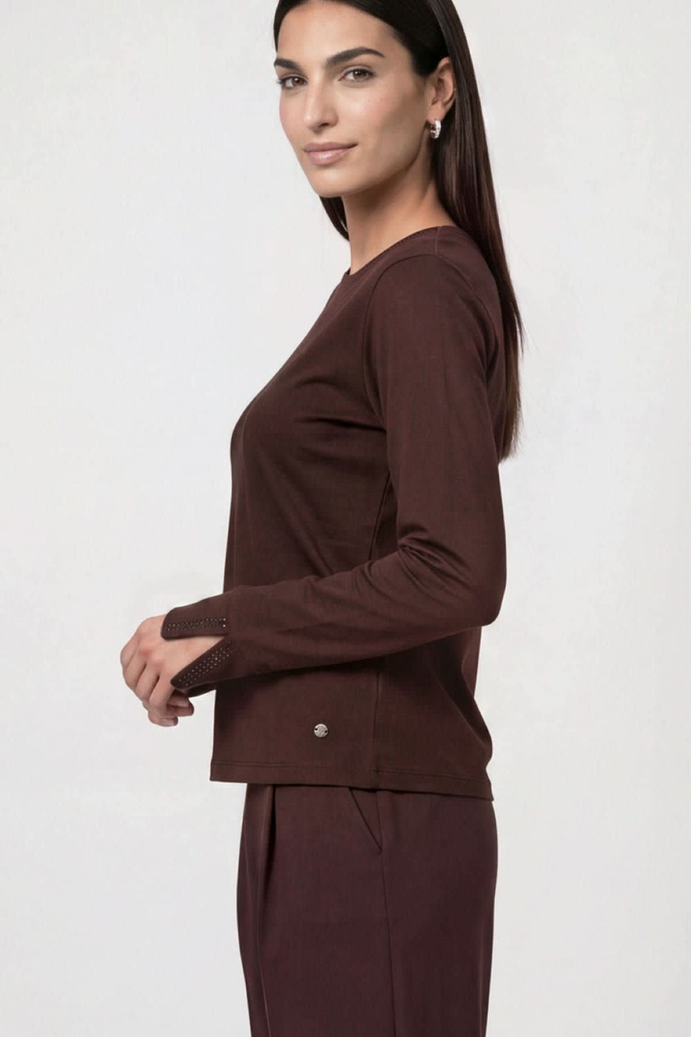 Monari women's cotton sweater with rhinestone details