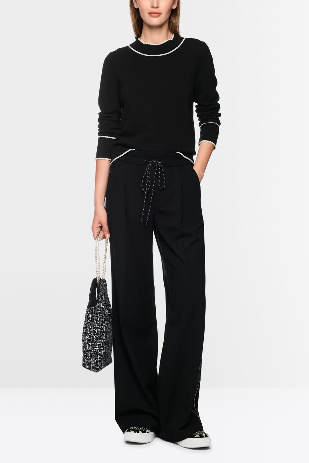 Chandail en laine et cachemire à bordures contrastantes pour femme Marc Cain