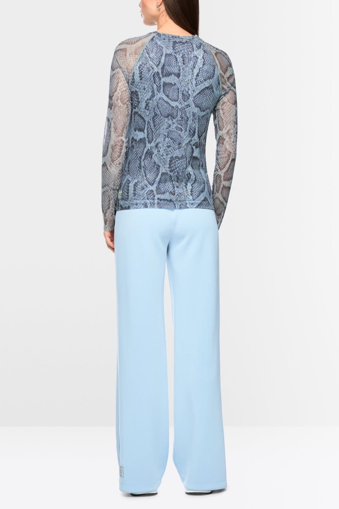 Vue de côté chandail en maille Marc Cain gris détails torsadés pour femme - Valérie Simon